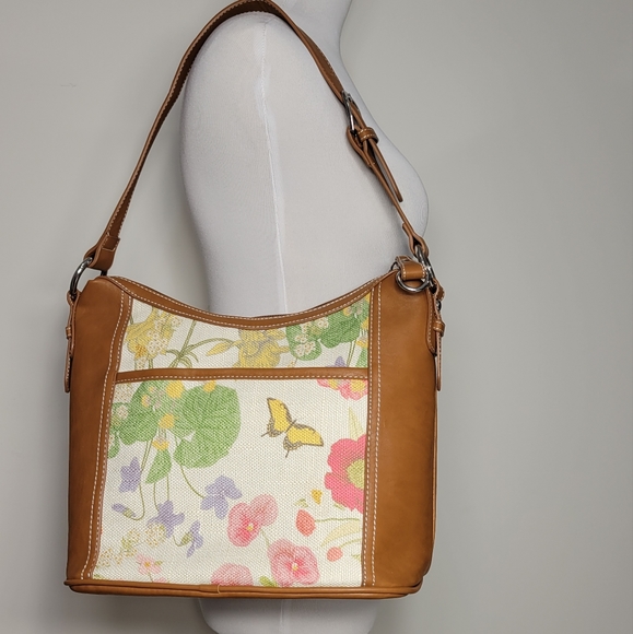 NWT GIANI BERNINI BOTANICAL LINEN HOBO BAG - Picture 3 of 16